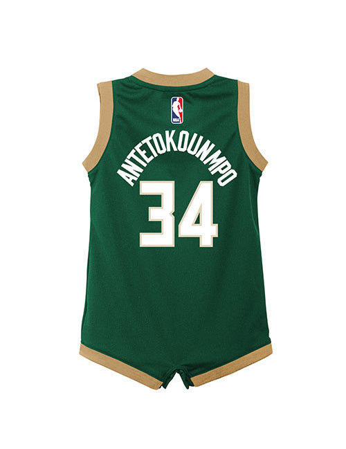 Infant Nike Giannis Antetokounmpo Milwaukee Bucks Jersey Onesie in Green - Back View