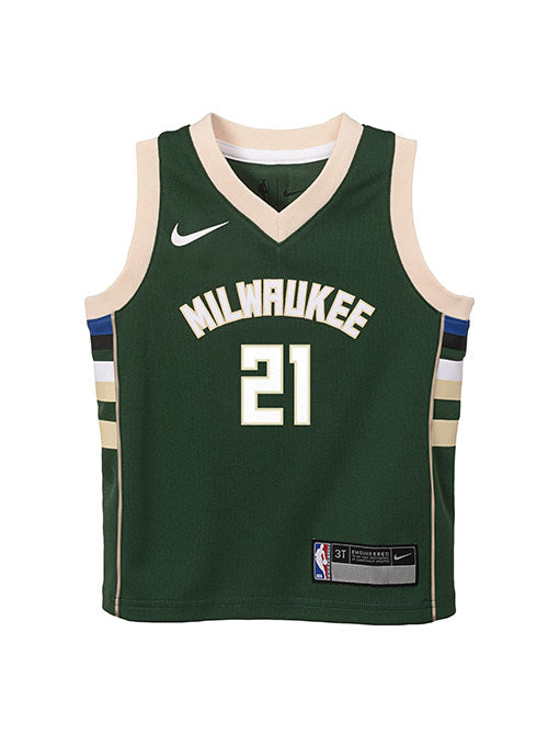 Toddler Nike Icon Jrue Holiday Milwaukee Bucks Replica Jersey in Green - Front View