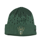 Youth's New Era Knit Cuff Rom Freese D3 Green Milwaukee Bucks Knit Hat- front 