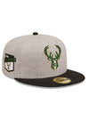 New Era 59Fifty Heather Patch D3 Grey Milwaukee Bucks Fitted  Hat - Angled Right Side View