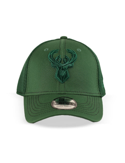Youth New Era 39Thirty Team Neo Pop Milwaukee Bucks Flex Fit Hat-front 