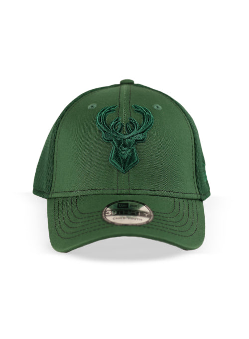 Youth New Era 39Thirty Team Neo Pop Milwaukee Bucks Flex Fit Hat-front 