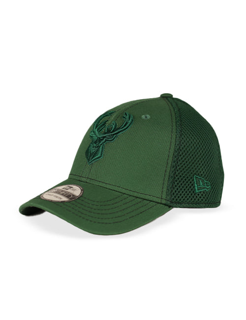 Youth New Era 39Thirty Team Neo Pop Milwaukee Bucks Flex Fit Hat-angled left 