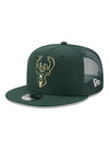 Youth New Era 9Fifty Classic Trucker Green Milwaukee Bucks Snapback Hat