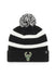 47 Brand Breakaway Black Milwaukee Bucks Cuff Pom Knit Hat in Green and White - Front View