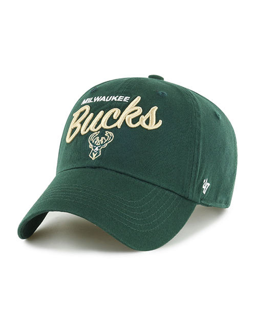 Women's 47 Brand Clean Up Phoebe Green Milwaukee Bucks Adjustable Hat - Angled Left Side View