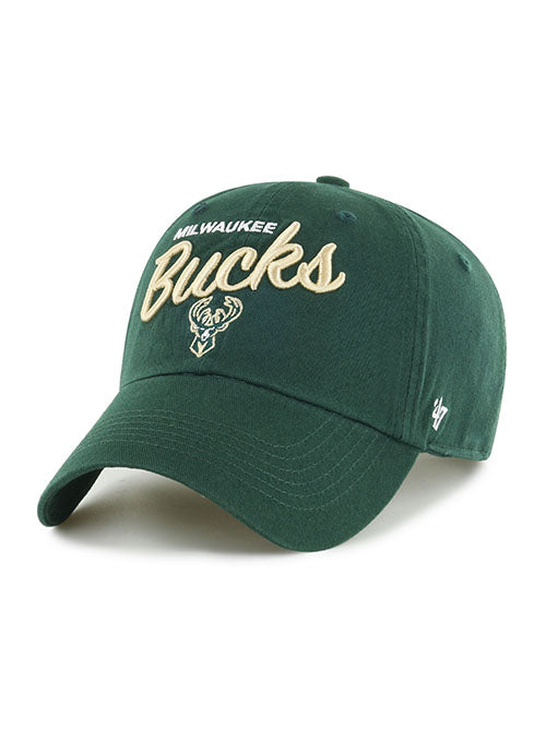 Women's 47 Brand Clean Up Phoebe Green Milwaukee Bucks Adjustable Hat - Angled Left Side View