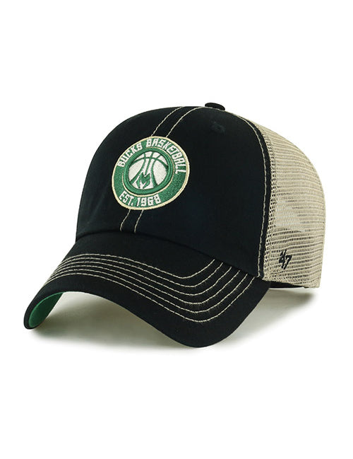 '47 Brand Clean Up Trawler EST Milwaukee Bucks Adjustable Hat In Black - Angled Left Side View