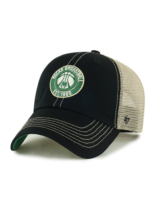 '47 Brand Clean Up Trawler EST Milwaukee Bucks Adjustable Hat In Black - Angled Left Side View