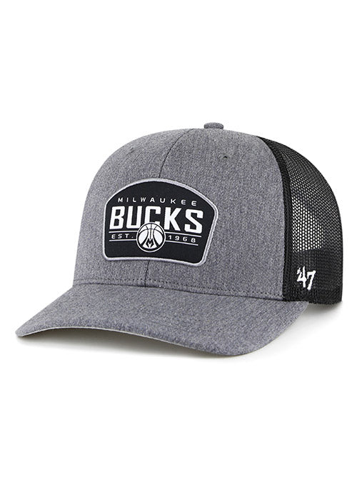 '47 Brand Trucker Ball Milwaukee Bucks Adjustable Hat In Grey - Angled Left Side View