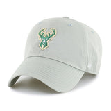 '47 Brand Clean Up Icon Gray Milwaukee Bucks Adjustable Hat - Angled Left Side View