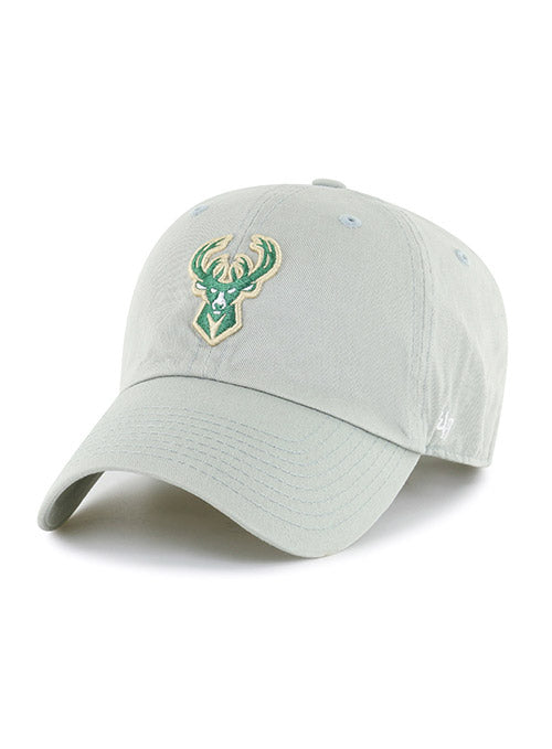 '47 Brand Clean Up Icon Gray Milwaukee Bucks Adjustable Hat - Angled Left Side View