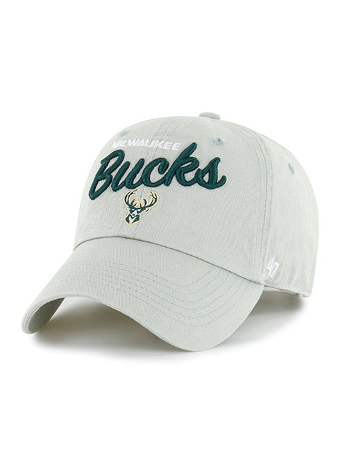 '47 Brand Clean Up Phoebe Icon Milwaukee Bucks Adjustable Hat In Grey - Angled Left Side View