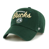 Women's '47 Brand Clean Up Phoebe Ball Milwaukee Bucks Adjustable Hat In Green - Angled Left Side View