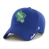 Women's '47 Brand Clean Up Miata State Milwaukee Bucks Adjustable Hat In Blue - Angled Left Side View