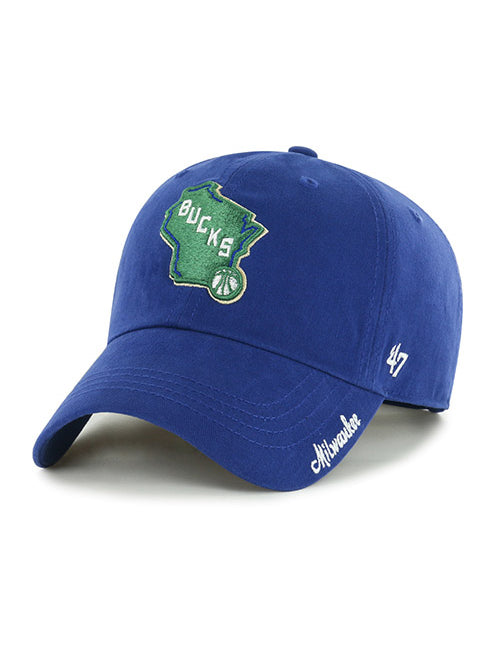 Women's '47 Brand Clean Up Miata State Milwaukee Bucks Adjustable Hat In Blue - Angled Left Side View