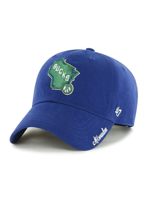 Women's '47 Brand Clean Up Miata State Milwaukee Bucks Adjustable Hat In Blue - Angled Left Side View