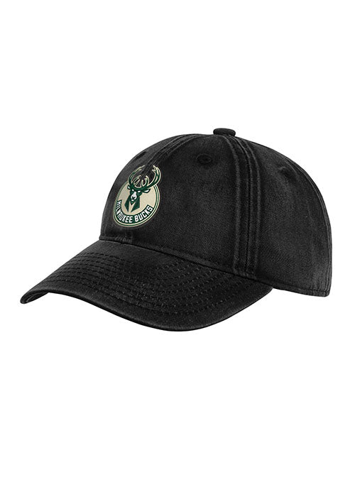 Youth Mineral Wash Black Milwaukee Bucks Adjustable Hat - Angled Left Side View