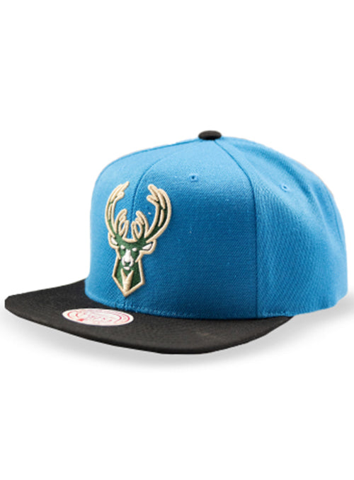 Mitchell & Ness Icon Core Blue Milwaukee Bucks Snapback Hat-left