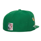 Mitchell & Ness HWC '68 Logo History Milwaukee Bucks Fitted Hat in Green - Angled Rear Right Side View