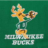 Mitchell & Ness HWC '68 Logo History Milwaukee Bucks Fitted Hat in Green - Zoom Logo View