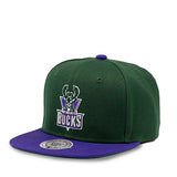 Youth Mitchell & Ness HWC '93 2-Tone Milwaukee Bucks Snapback Hat- Left Angled View 