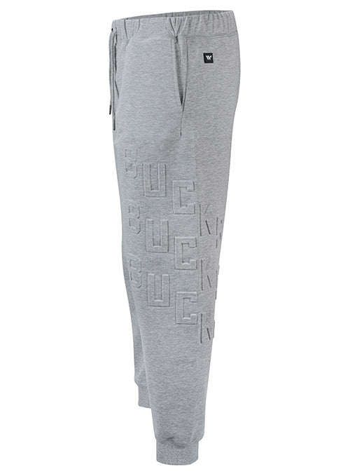 Women's The Wild Collective Embossed X3 Milwaukee Bucks Jogger Pants In Grey - Left Side View
