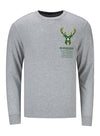 The Wild Collective Cream City Puff Print Milwaukee Bucks Long Sleeve T-Shirt In Grey & Green - Front View