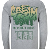 The Wild Collective Cream City Puff Print Milwaukee Bucks Long Sleeve T-Shirt In Grey & Green - Back View