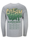 The Wild Collective Cream City Puff Print Milwaukee Bucks Long Sleeve T-Shirt In Grey & Green - Back View