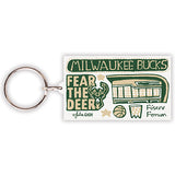 All Over Print Milwaukee Bucks Wooden Keychain