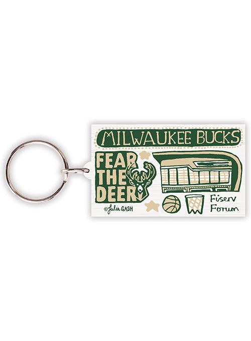 All Over Print Milwaukee Bucks Wooden Keychain