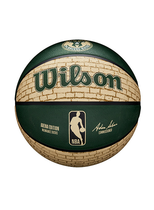 Wilson Cream Brick Milwaukee Bucks Full Basketball- Side 7