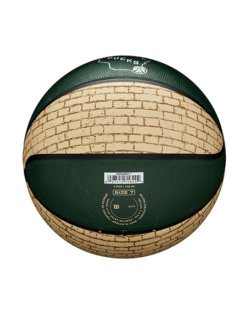 Wilson Cream Brick Milwaukee Bucks Full Basketball- Side 5