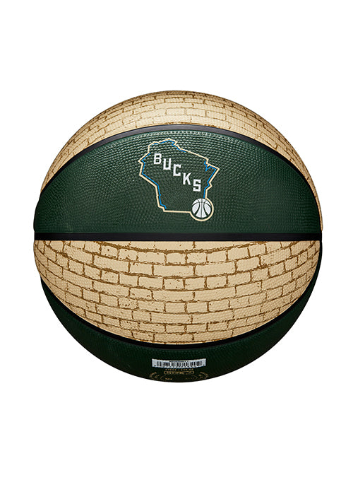 Wilson Cream Brick Milwaukee Bucks Full Basketball- Side 6