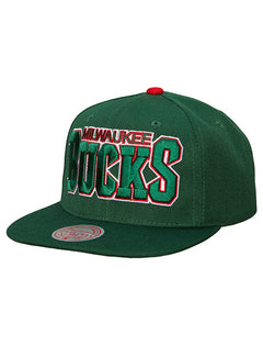 Mitchell & Ness Draft Icon Milwaukee Bucks Snapback Hat in Green - Angled Left Side View