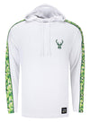 Bucks In Six AOP Milwaukee Bucks Hooded Long Sleeve T-Shirt In White & Green - Front View