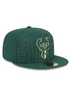 New Era Draft 2023 OTC 59Fifty Milwaukee Bucks Fitted Hat in Green - Angled Right Side View