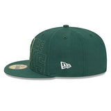 New Era Draft 2023 OTC 59Fifty Milwaukee Bucks Fitted Hat in Green - Left Side View