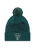 New Era Draft 2023 OTC Cuff Pom Milwaukee Bucks Knitted Hat in Green - Front View
