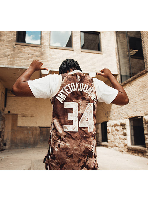 Nike Select Series '23 Giannis Antetokounmpo Swingman Jersey In Camouflage - Back View On Model