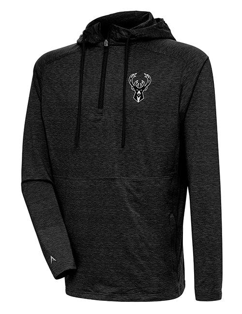 Antigua Metal Spikes Milwaukee Bucks 1/2 Zip Hooded Sweatshirt