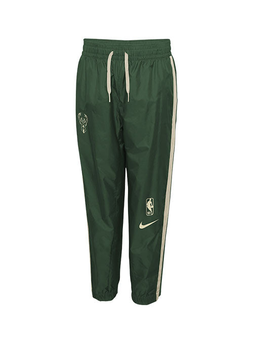 Youth Nike Courtside 22 Milwaukee Bucks Tracksuit Set in Green - Sweatpant Front View