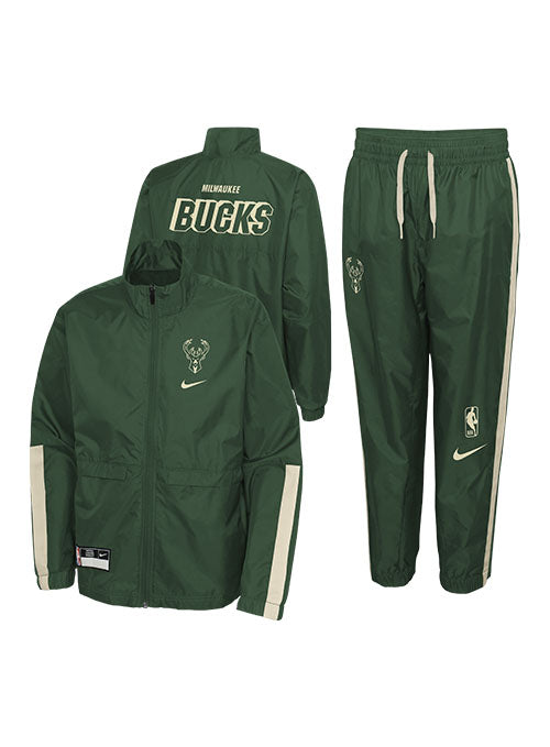 Youth Nike Courtside 22 Milwaukee Bucks Tracksuit Set in Green - All Item View