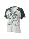 Women's Wear By Erin Andrews Raglan Milwaukee Bucks T-Shirt-front 