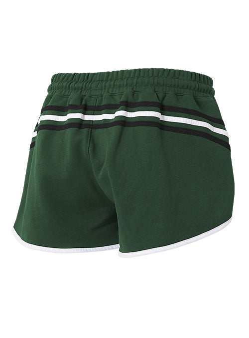 Women's Wear By Erin Andrews Terry Dolphin Hem Green Milwaukee Bucks Shorts-back 