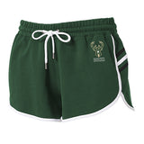 Women's Wear By Erin Andrews Terry Dolphin Hem Green Milwaukee Bucks Shorts-front 