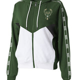 Women's Wear by Erin Andrews Repeat Name Milwaukee Bucks Hooded Sweatshirt-front 