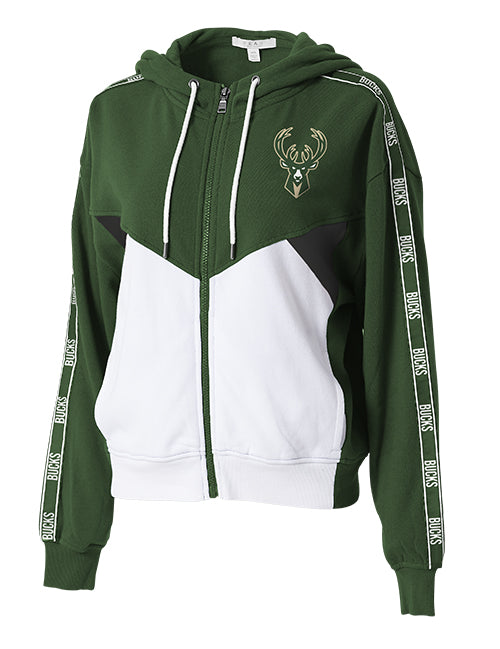 Women's Wear by Erin Andrews Repeat Name Milwaukee Bucks Hooded Sweatshirt-front 
