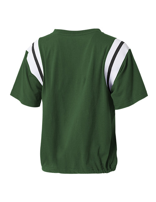 Women's Wear By Erin Andrews Green Milwaukee Bucks Cinched T-Shirt- back 